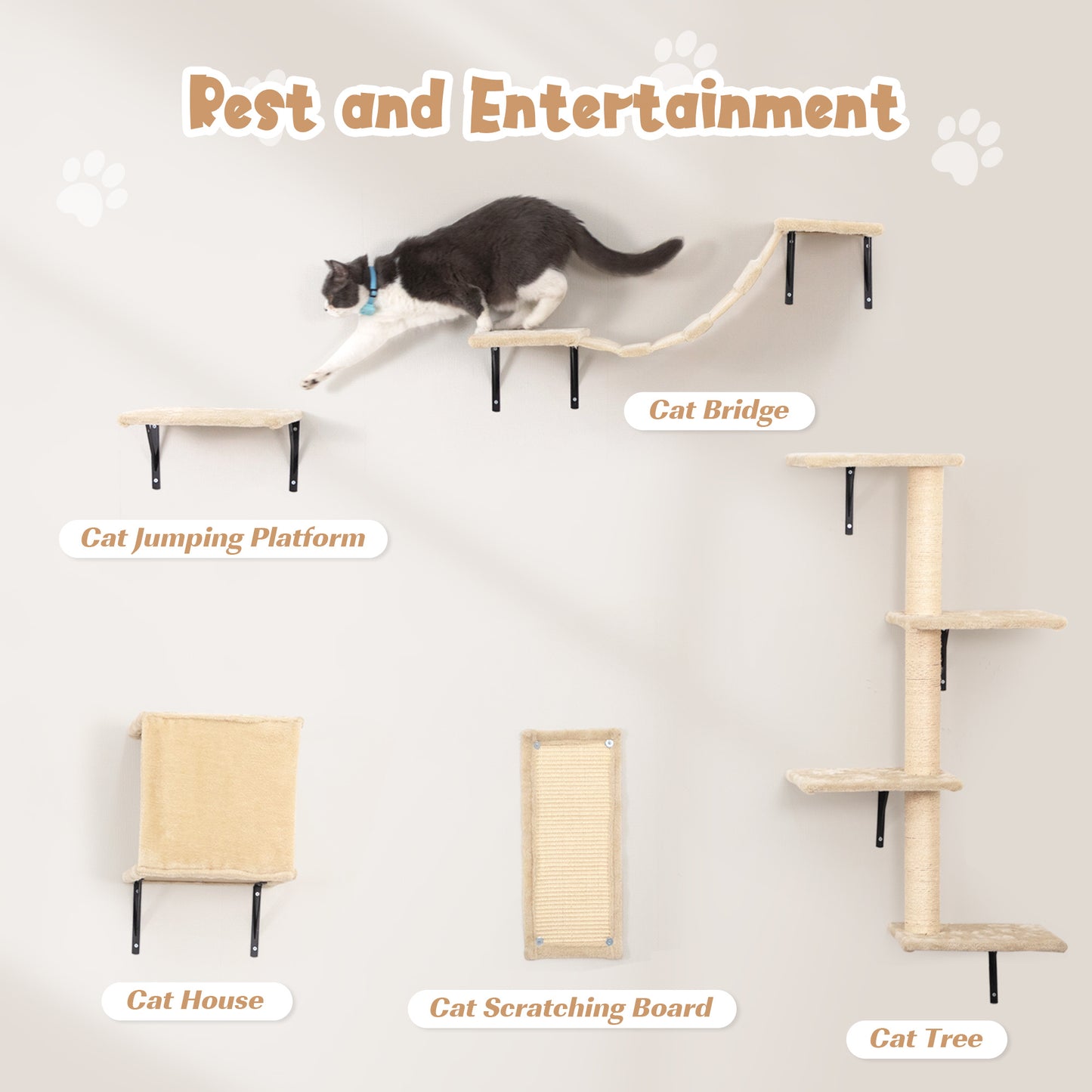 Cat Wall Mounted Cat Climber System (5 Pcs.)