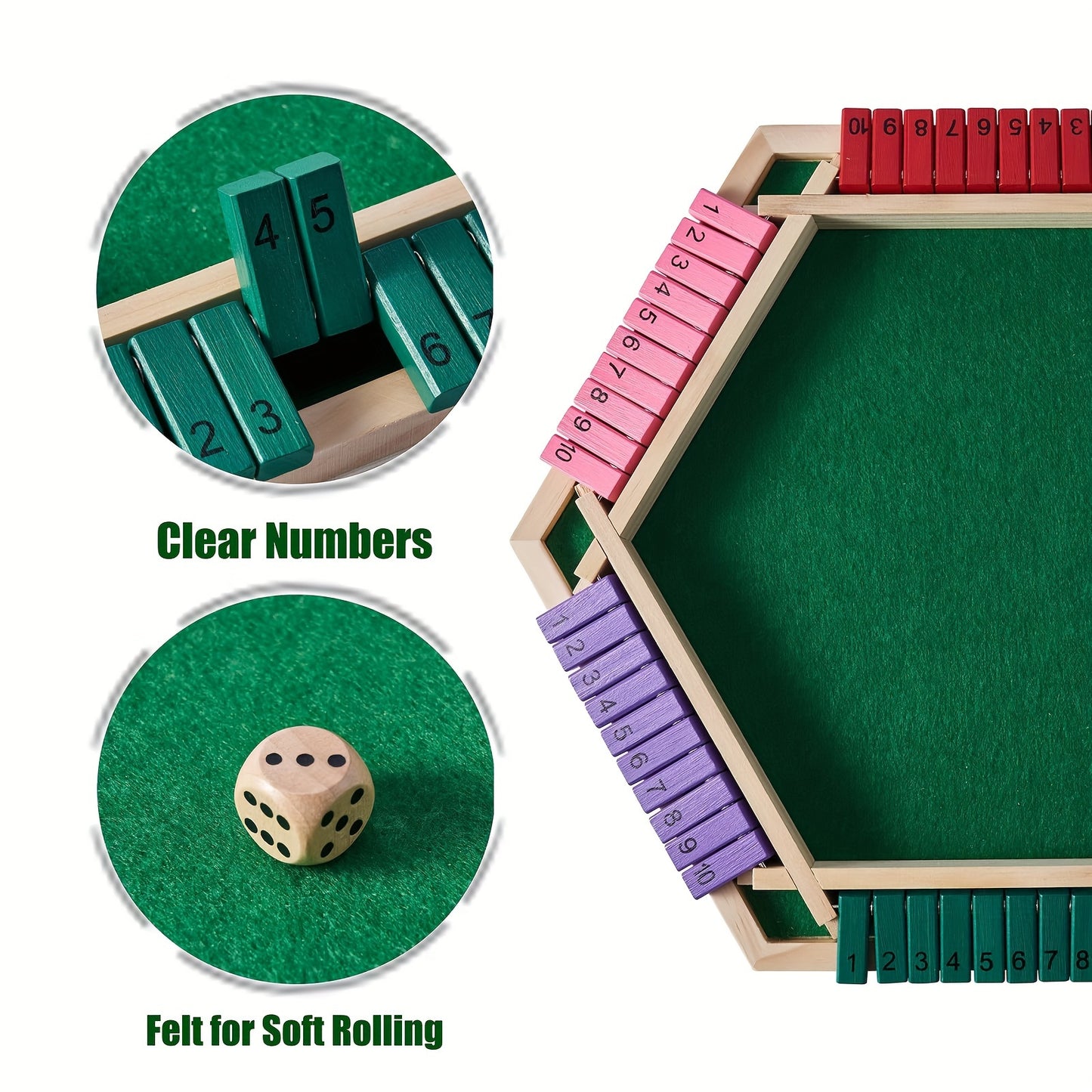 Six Player Wooden Shut the Box Game (Assorted Options)