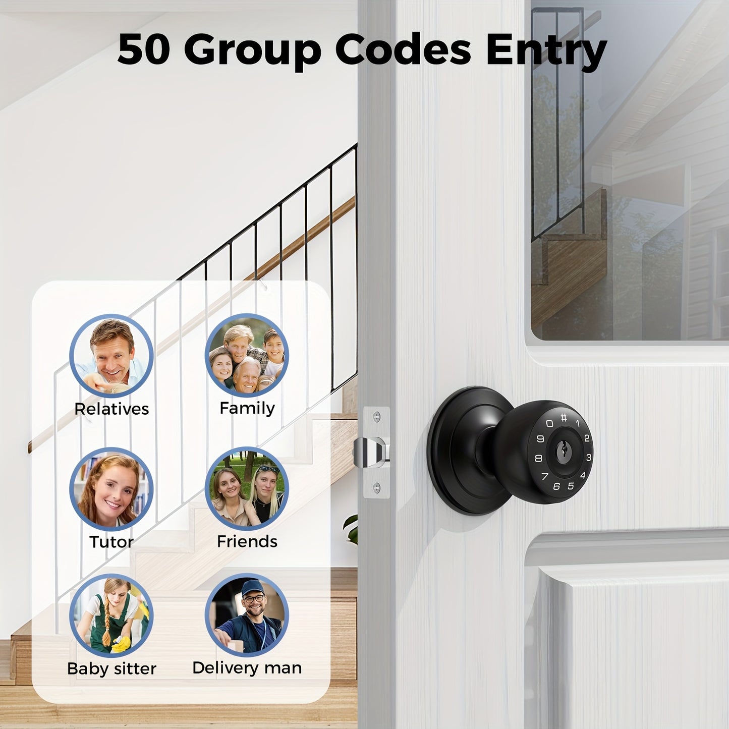 Ez Smart Door Knob with Keypad Battery Powered (Black)