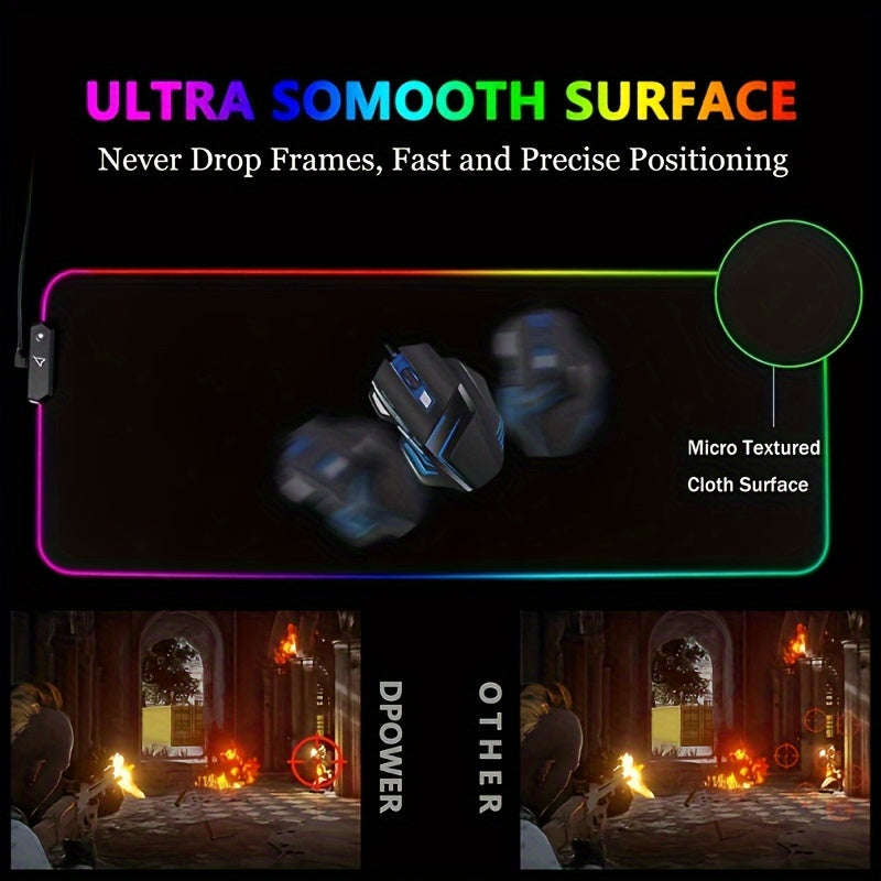 RGB Luminous Gaming Mouse Pad, 13 Expansion Modes, LED Non-slip Rubber Base Waterproof Mouse Pad, Computer Keyboard Mouse Pad, Multiple Size Options