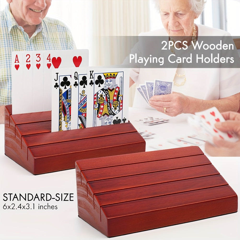 Wooden Playing Card Hands Free Holder (2 Pcs.)