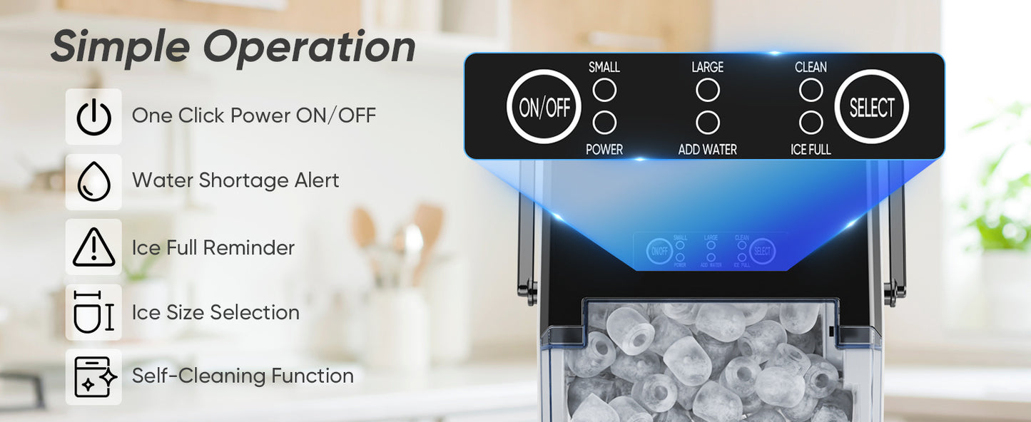 Countertop Bullet Ice Maker Portable Self-Cleaning