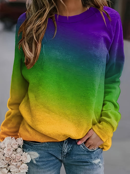 Ombre Crew Neck Sweatshirt Casual Long Sleeve (assorted Sizes)