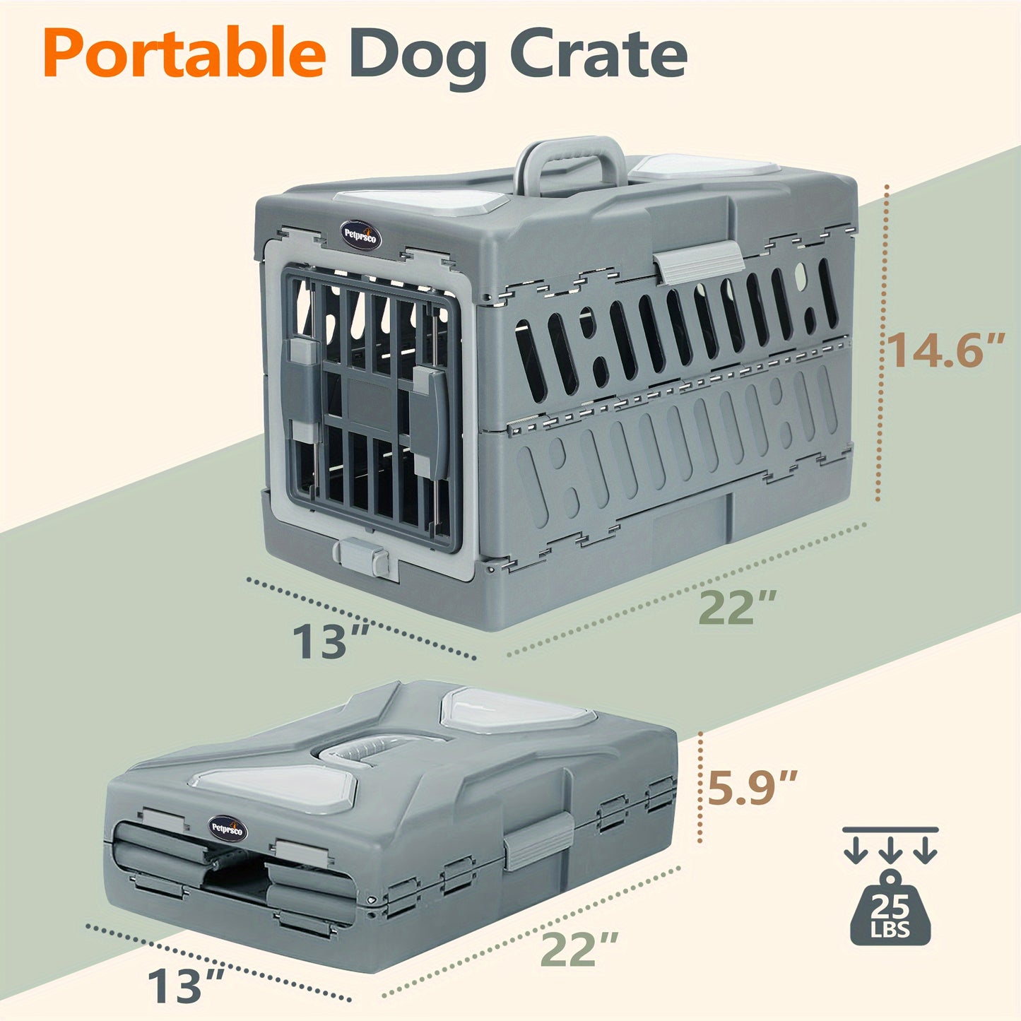 Large Cat Carrier Hard Plastic Folding (Assorted Colors)