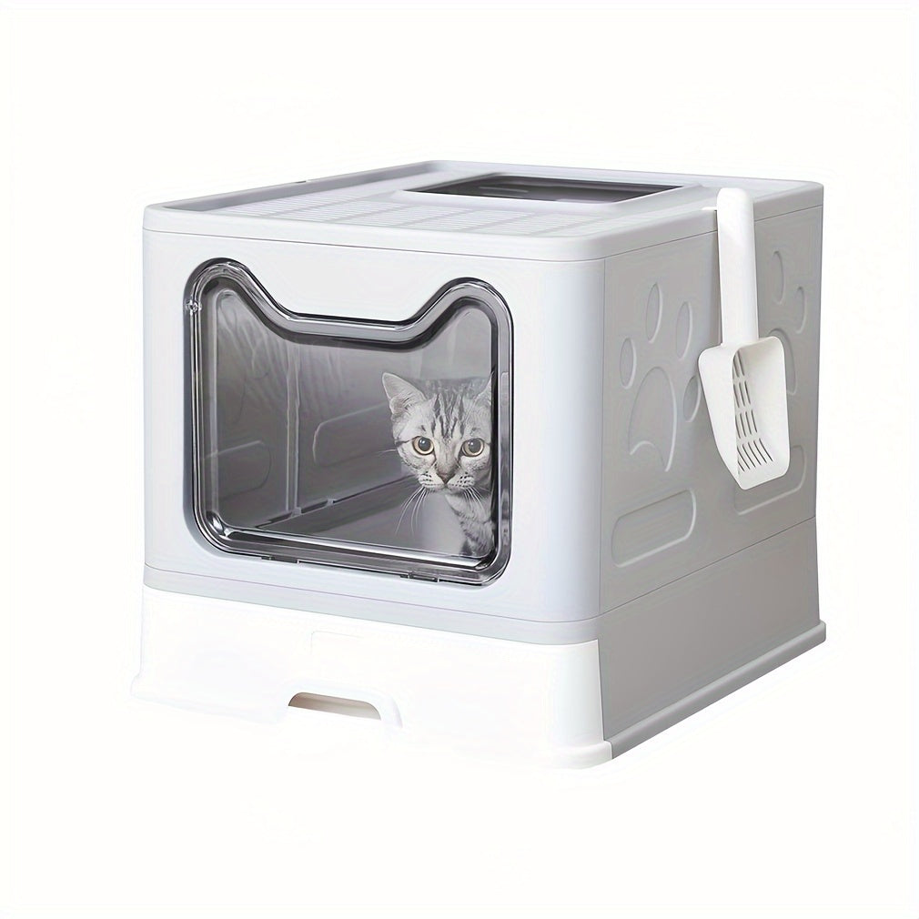 Foldable Cat Litter Box No Smell Pet Toilet Box With Tray & Scoop Space-Saving, And Hygienic Litter Box Solution For Cats