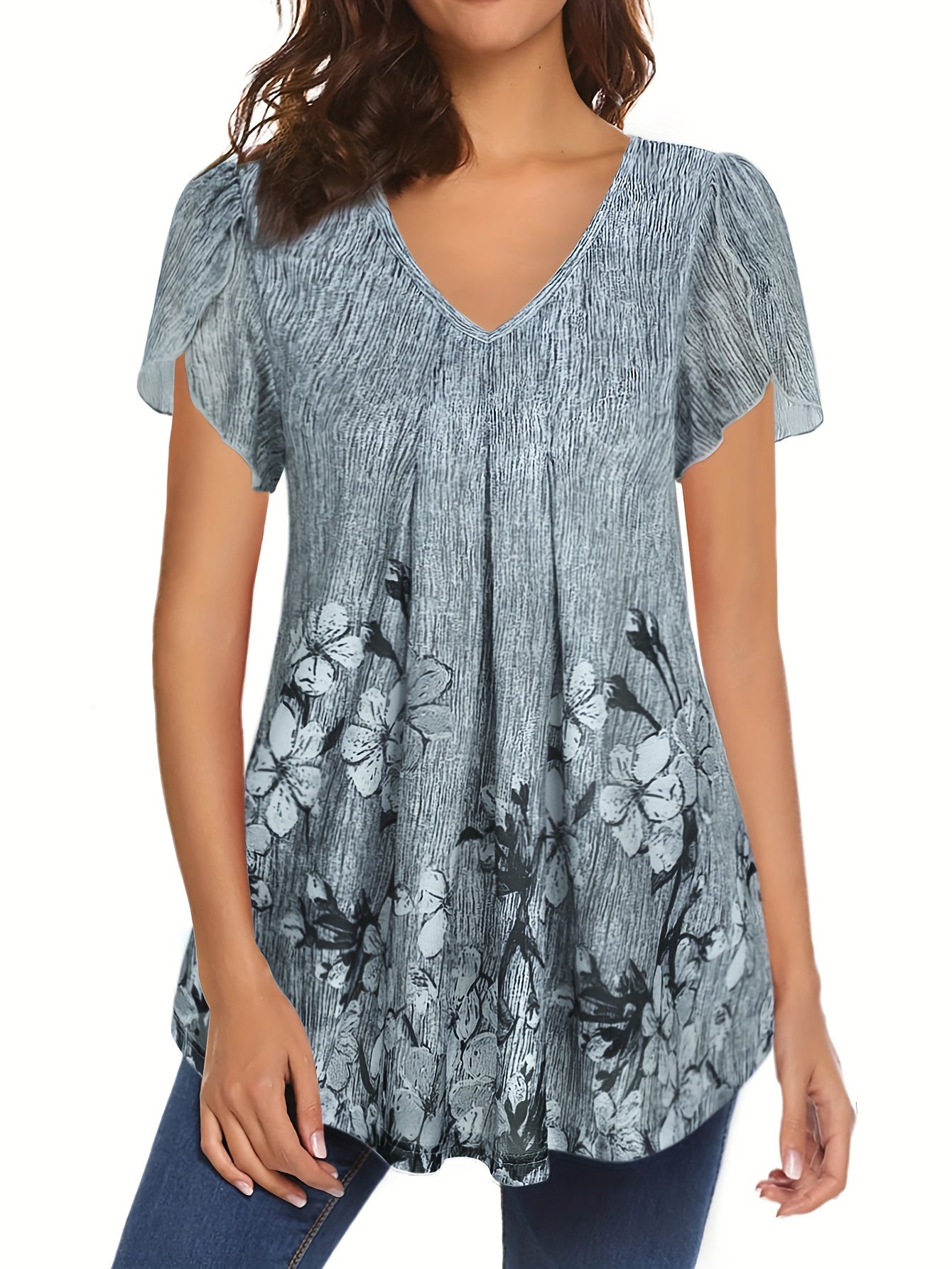 Floral Print V-Neck Midi Tunic (Assorted Styles)