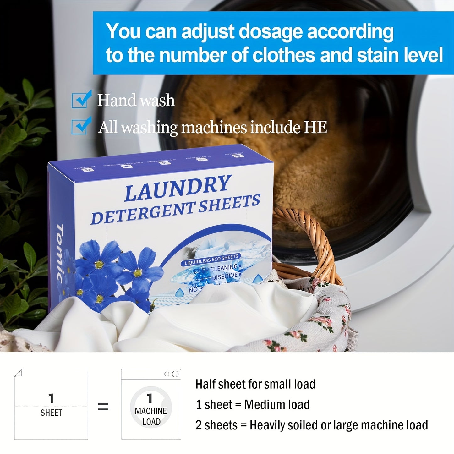 Natural Scents Laundry Detergent Sheets Box (120 Pcs)