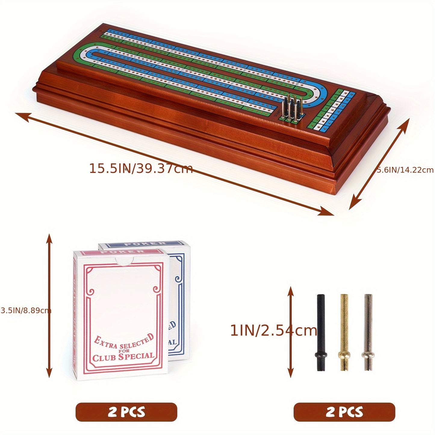 Solid Wood 3-track Cribbage Board Set