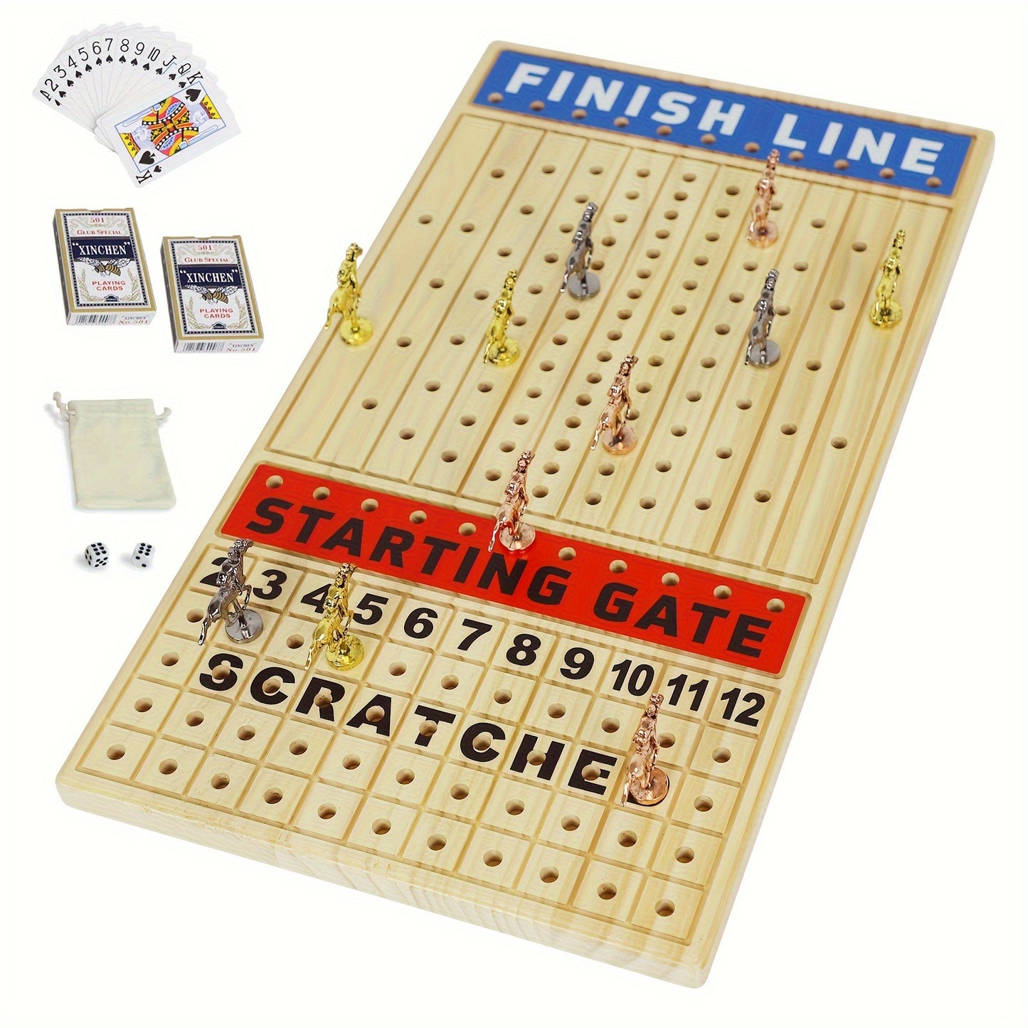 Horse Race Wooden Board Game Set (Natural)