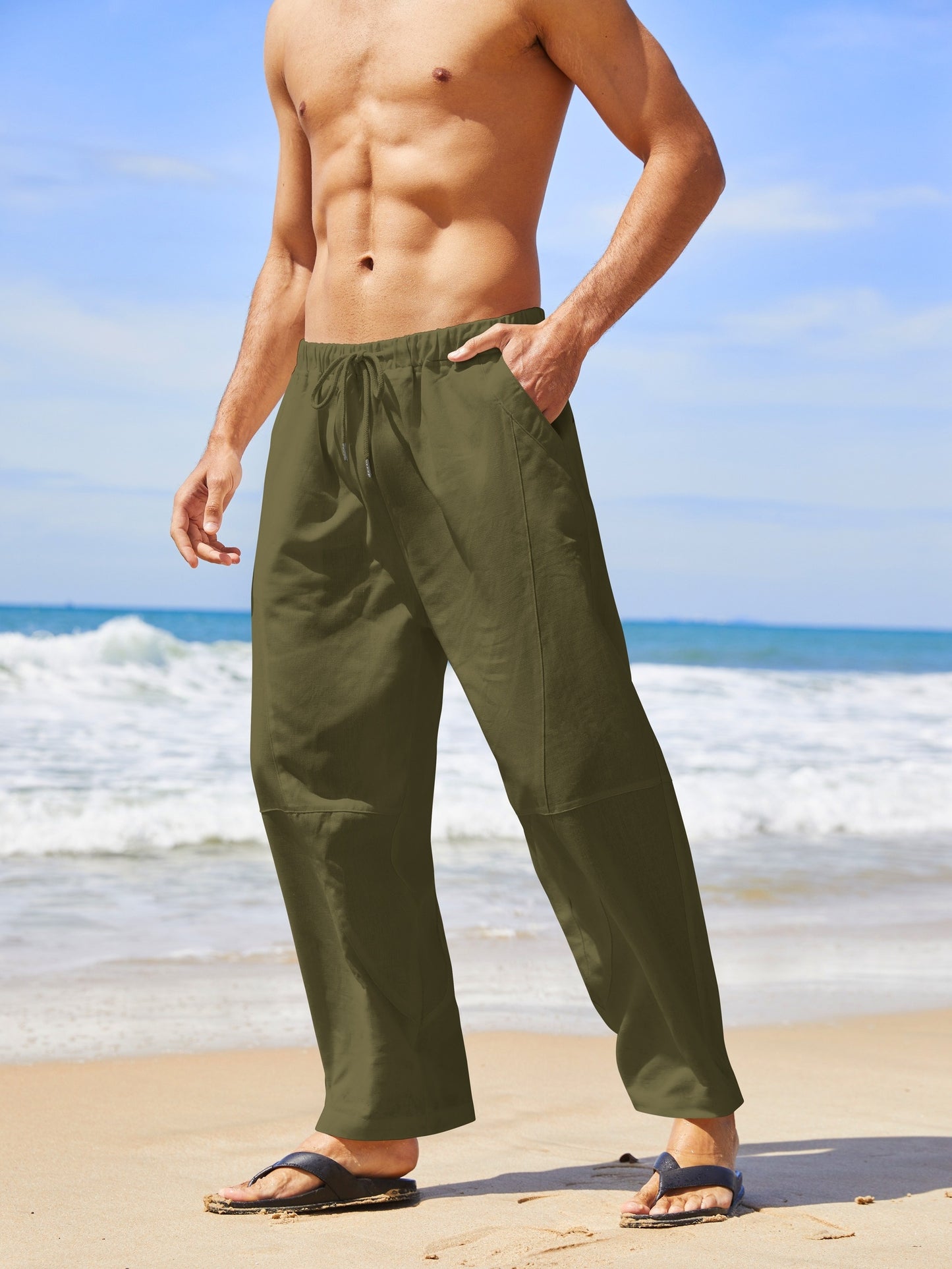 Linen Casual Drawstring Pants (Assorted Options)