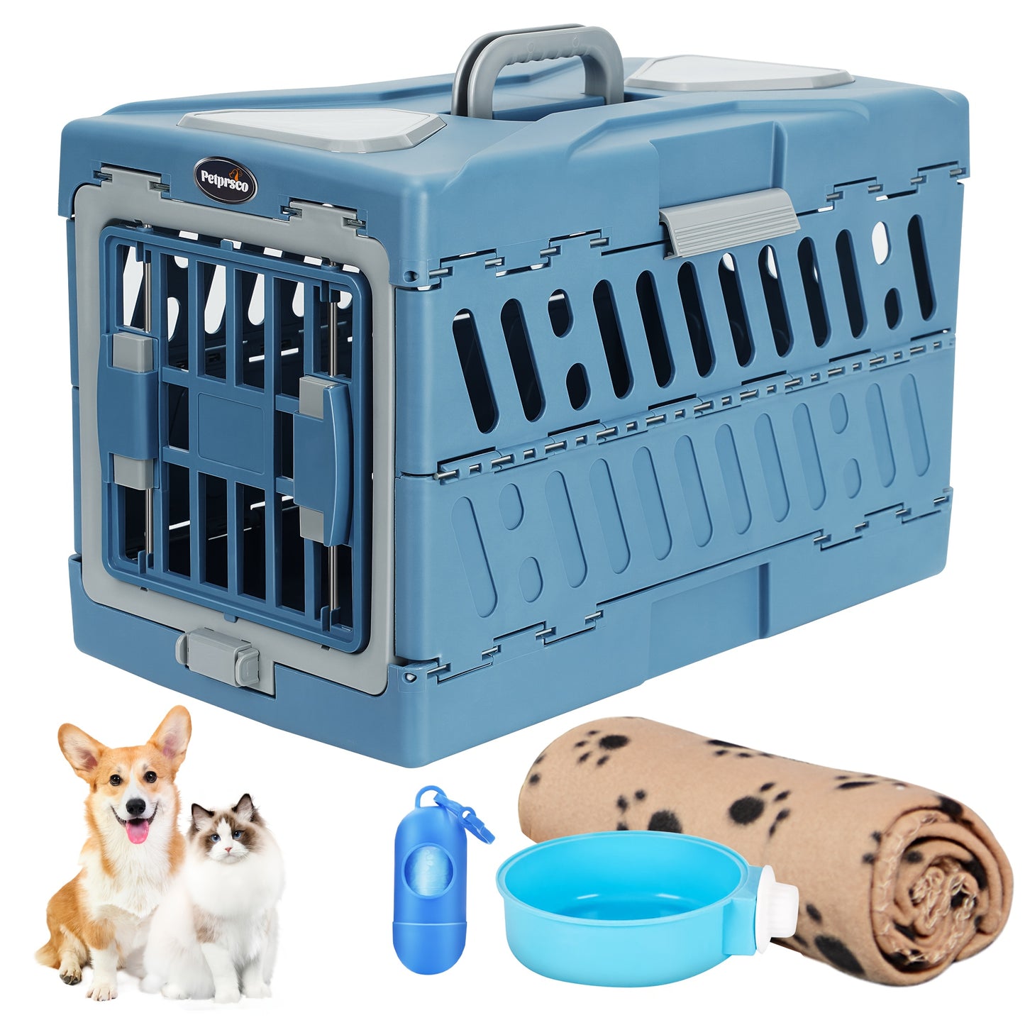 Large Cat Carrier Hard Plastic Folding (Assorted Colors)