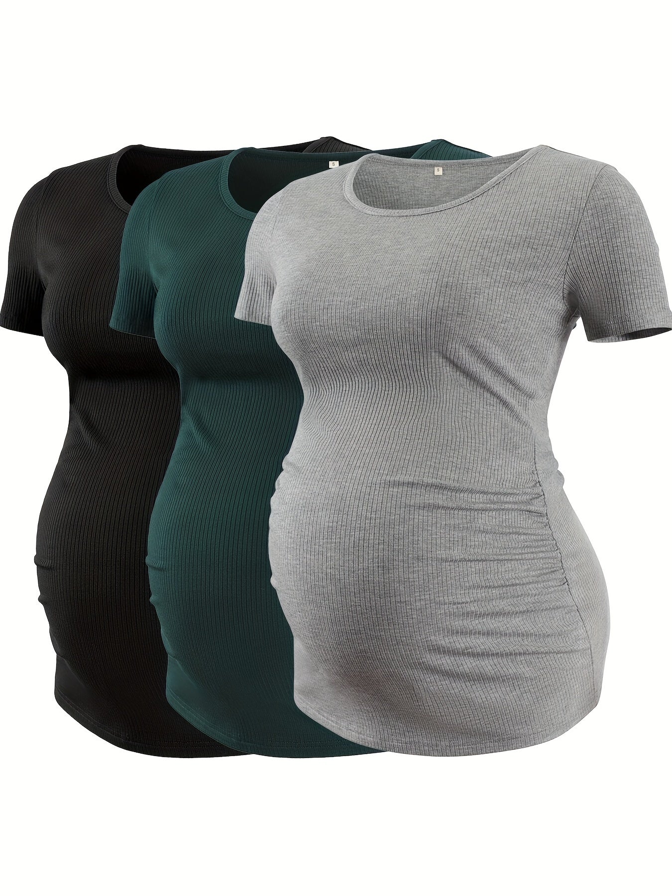 Maternity Short Sleeve Ribbed Tee Shirts (3 Pk)