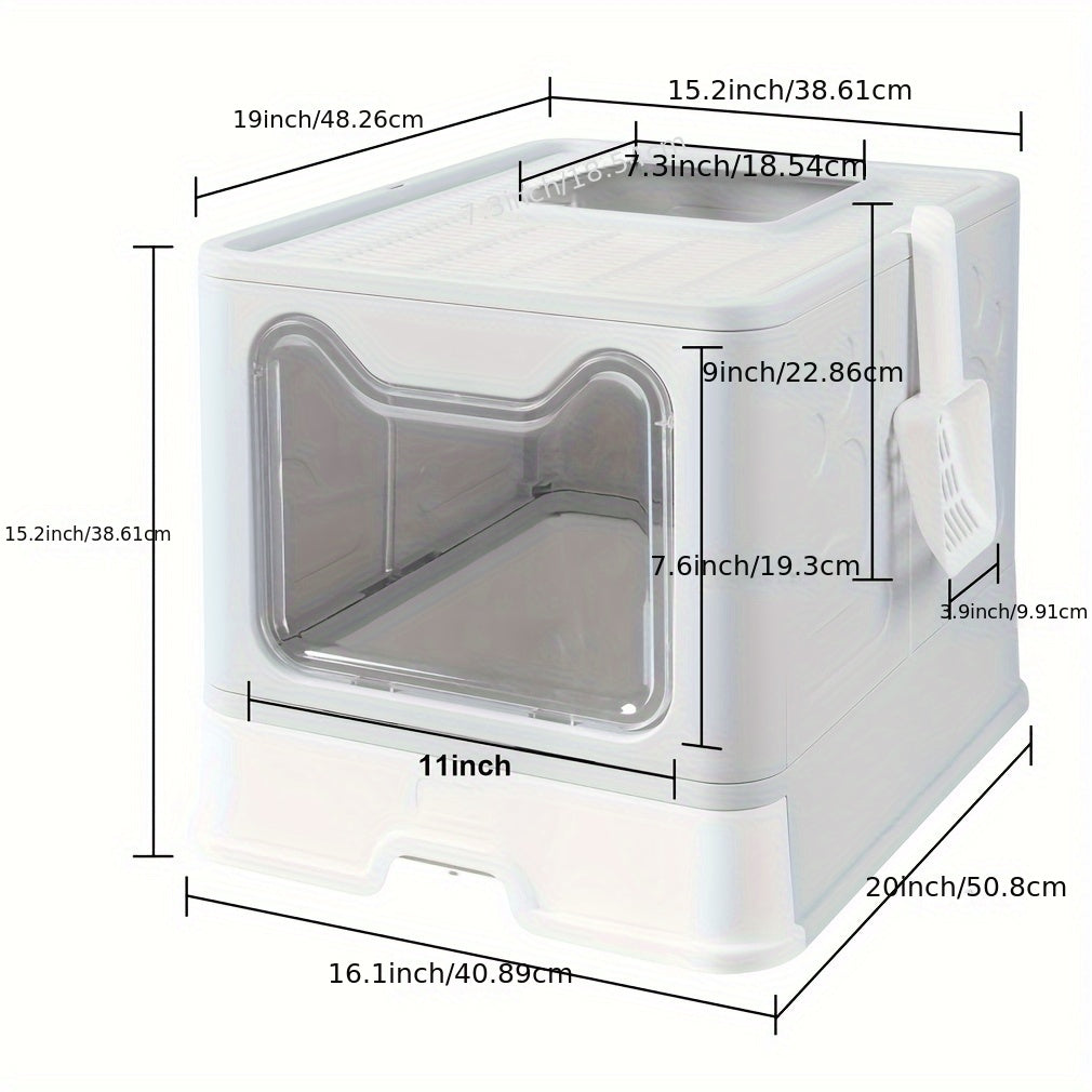 Foldable Cat Litter Box No Smell Pet Toilet Box With Tray & Scoop Space-Saving, And Hygienic Litter Box Solution For Cats