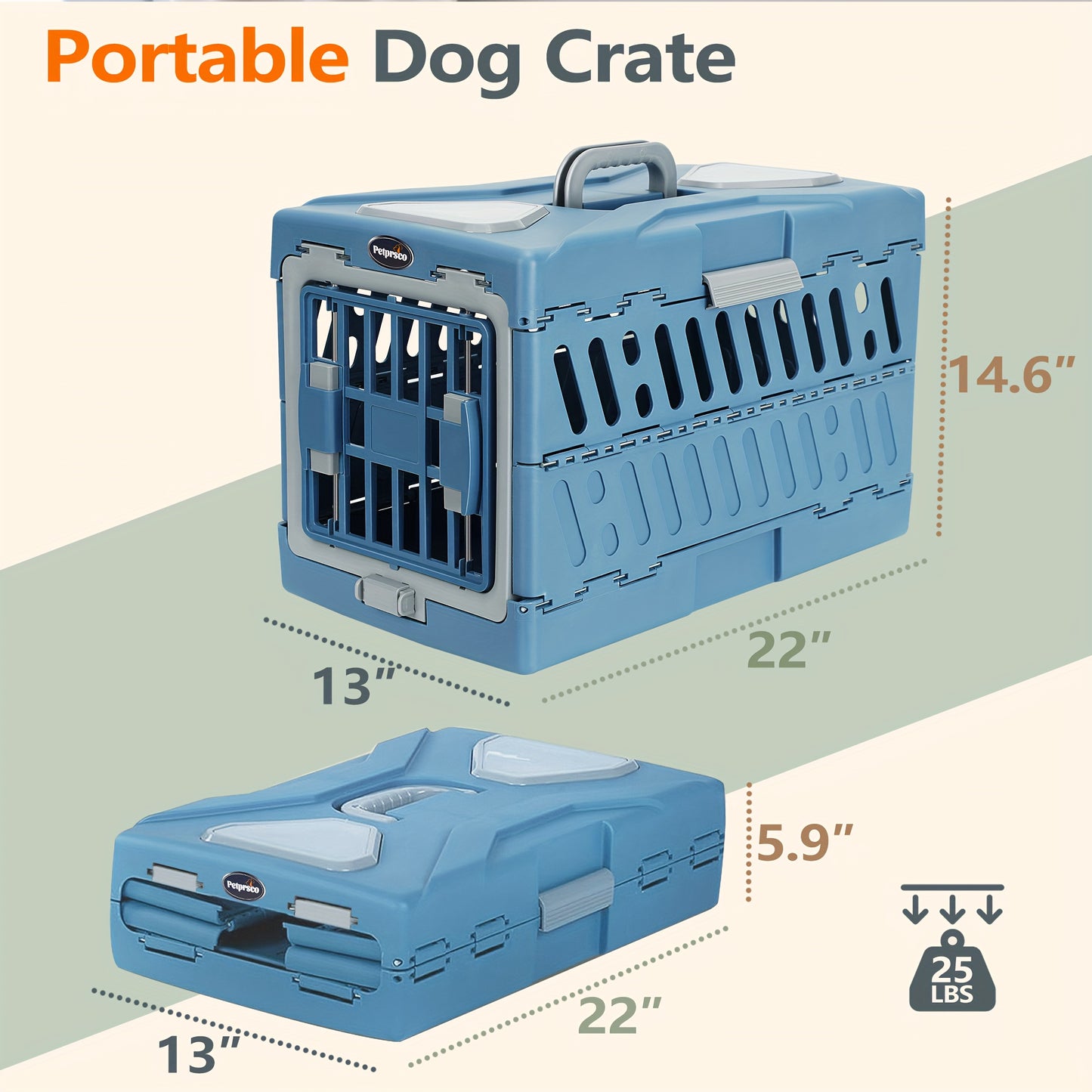 Large Cat Carrier Hard Plastic Folding (Assorted Colors)